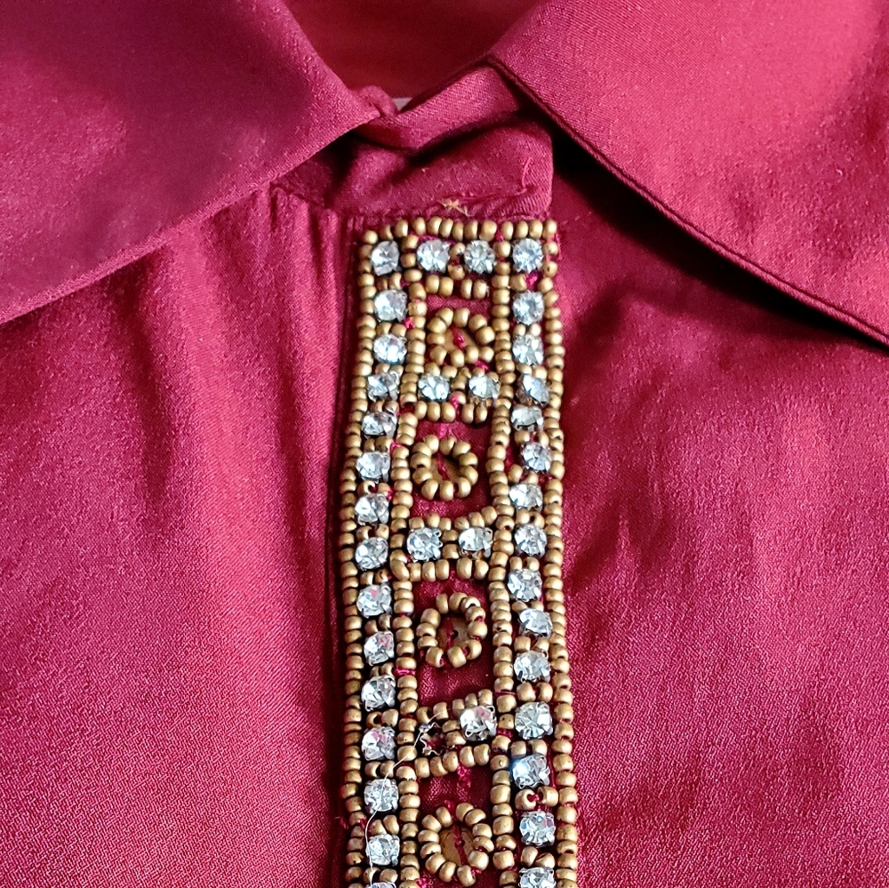 Antonio melani bejeweled blouse burgundy meduim